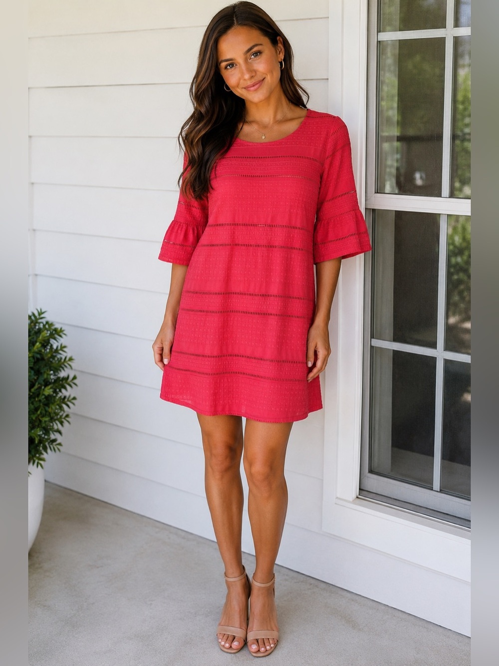 J.Crew Flutter-Sleeve Eyelet Shift Dress - Size 6